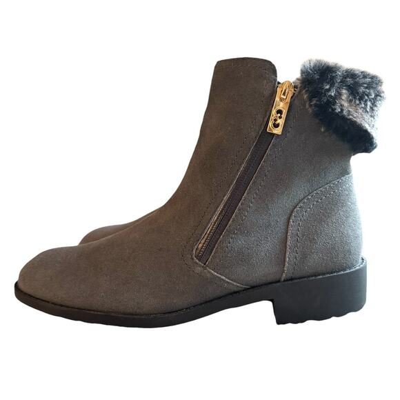 Cole Haan Gray Suede Ankle Booties Women’s Faux Fur Cuff Side Zip Winter Boots 9 - Picture 10 of 13